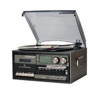 Enceintes stéréo Bluetooth rétro génériques, Radio avec Lecteur CD/Disque | Noir, 110 V, télécommande incluse, streaming Bluetooth, radio, lecteur CD et vinyle, son stéréo pour le divertissement à