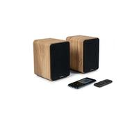 THOMSON WS602DUO - Ensemble de 2 enceintes avec caisson en bois - 100W - Bluetooth 5.0 - 2 sorties RCA - Bois clair