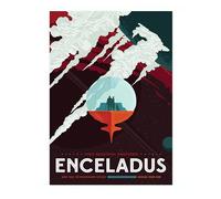 Enceladus Poster rétro Nasa Space Grand Tour Voyage Exploration Exoplanète Impression de voyage Planète Voyage Décoration d'intérieur Astronomie Vintage Astronaute Space Print Archival Mat 50 x 70 cm