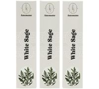 Encens Anemone - 100% Naturel & Artisanal | Parfum Frais et Purifiant (3 boîtes, Sauge Blanche)