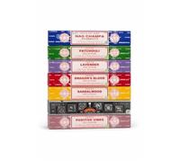 Satya Coffret d'encens Nag Champa – Super Hit, Santal, Patchouli, Lavande, Dragon's Blood, 15 g x7