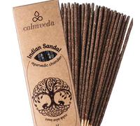 Encens Bois de Santal Ayurvediques - pour la Meditation (Plus de 24 Bâtonnets, 23 cm) Encens Artisanal de Santal Indien Authentique | Encens Spirituel Propice a la Serenite