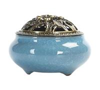 Encensoir Cascade Brûleur d'encens en céramique, Couverture cuivre, Bobine Bouddhiste Antique, Bois de Santal, Fissure Glace, Porte-encens Artisanat Brûleur Cascade D'encens