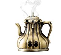 Encensoir en forme de théière - Brûleur rustique orné avec bec fonctionnel, construction en alliage de zinc, base résistante à la chaleur | Pièce d'aromathérapie de bureau polyvalente pour spa