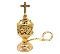 Encensoir En Métal - Bol D'encensoir, Porte-encens En Forme De Croix Décorative En Métal, Petit Encensoir Au Charbon De Bois Argenté, Encensoir De Croix Catholique En Laiton Plaqué Pour L'église Et La