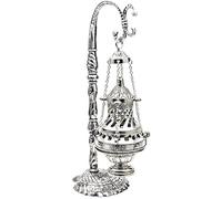 Encensoir Suspendu en Alliage d'encens église orthodoxe chrétienne Grecque Byzne Argent encensoir pour la décoration intérieure, la Chambre, Le Yoga, Le Spa et l'aromathérapie - M Pratique et élégant