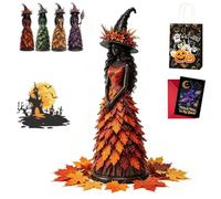 Enchanted Autumn Witch Figurine, Resin Halloween Statue for Mantel (#A,M)