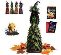 Enchanted Autumn Witch Figurine, Resin Halloween Statue for Mantel (#B,L)