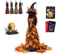 Enchanted Autumn Witch Figurine, Resin Halloween Statue for Mantel (#C,L)