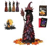 Enchanted Autumn Witch Figurine, Resin Halloween Statue for Mantel (#D,S)