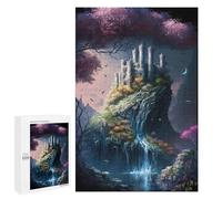Enchanted Castle in The Mist, 1000 PCS Puzzle Décoratif en Bois, Cadeau D’Anniversaire De Couple - pour des Soirées Calmes Et Concentrées