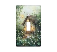 Enchanted Cottage Plaque de protection pour interrupteur, esthétique florale verte pour décoration murale, plaques murales en thermoplastique, bascule simple de taille standard