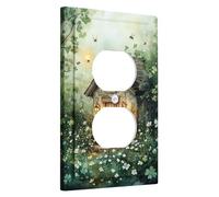 Enchanted Cottage Plaque de protection pour interrupteur, esthétique florale verte pour décoration murale, plaques murales thermoplastique, prise duplex simple de taille standard
