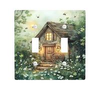 Enchanted Cottage Plaque de protection pour interrupteur, esthétique florale verte pour décoration murale, plaques murales en thermoplastique, double bascule de taille standard