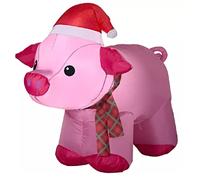 Enchanted Forest Cyber Distributors Cochon de Noël gonflable avec chapeau de Père Noël Décoration de cour