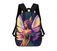 Enchanted Forest Fairy Wings Sacs À Dos Imprimés En 3D Pour Enfants 17inch Sacs À Dos Tendance Et Décontractés Pour La Journée, Sacs De Voyage, Sacs À Dos D'extérieur Pour Garçons Et Filles