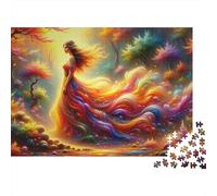 Enchanted Forest Fantasy Dress Puzzle 1000 Pieces Cadeau Unique Jeu Éducatif Challenge Toy À De Qualité Supérieure Peinture Art pour Adultes Enfants 52x38cm/1000pcs
