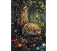 Enchanted Forest Hedgehog Composition Notebook: Magical Woodland Writing Book | 6 x 9 Wide-Ruled Pages with Margin for Women, Teens, Nature Lovers and Cottagecore Fans