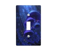 Enchanted Forest - Plaques de couvercle pour interrupteur / couvercles de prise de courant, champignons bleu nuit pour accents muraux, plaques murales thermoplastiques mystiques, levier individuel de
