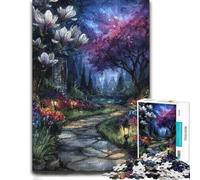 Enchanted Garden Path at Night Puzzle en Bois 1000 pièces, Jeu De Réflexion | À la maison : Puzzle adulte: activité pour une soirée calme seul ou à plusieurs.
