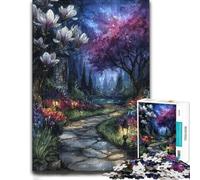 Enchanted Garden Path at Night Puzzle en Bois 300 pièces, Puzzle Adulte | Idée cadeau de Noël pour adulte : activité autour de la table en intérieur.
