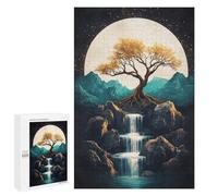 Enchanted Moonlit Waterfall Scene -1 Puzzle 1000 Pièces Educa Jouet en Bois Cadeau Unique Décoration Intérieure Jeu Éducatif Challenge Toy Adultes Et Enfants À Partir De 14 Ans 1000 PCS