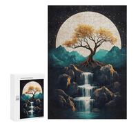 Enchanted Moonlit Waterfall Scene -1 Puzzle 1000 Pièces Educa Jouet en Bois Cadeau Unique Décoration Intérieure Jeu Éducatif Challenge Toy Adultes Et Enfants À Partir De 14 Ans 300 PCS