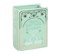 Enchanted Pages Vase en forme de livre vert en céramique décoratif pour la maison, design inspiré des contes de fées et des mythes