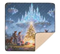 Enchanted Safari Future Christmas Grand tapis de gym et d'activités robuste pour bébé résistant à l'eau sur le ventre et tapis d'éveil pour bébés, nourrissons et tout-petits, 127 x 127 cm