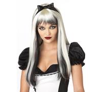 Enchanted Tresses Noir et Blanc Long Perruque Costume Adulte Taille Unique