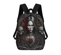 Enchanted Unicorn Sky Sacs à dos pour enfants, Sacs à dos d'école personnalisés 3D pour garçons et filles, Grands sacs à dos d'école, Sac à dos de loisirs, Gothic Beauty With Rose, 17"