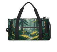 Enchanted Wilderness Fantasy sur sac de sport vert foncé pour homme et femme résistant à l'eau Sac de voyage léger pour voyage et sport, blanc, taille unique, blanc, Taille unique