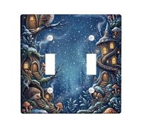 Enchanted Woodland Forest Scene Tree House Double Plaque de protection pour | Scène de forêt fantaisie, animaux de la forêt, architecture de maison d'arbre enchantée, ligne de nuit sereine