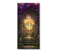 Enchanteresse de couverture de porte de jardin, bannière décorative, arche florale mystique pour extérieur et intérieur, fournitures de festival de printemps 91,4 x 183 cm