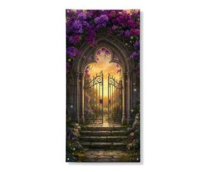 Enchanteresse de couverture de porte de jardin, bannière décorative, arche florale mystique pour extérieur et intérieur, fournitures de festival de printemps 91,4 x 183 cm
