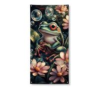 Enchanteur amphibien couverture de porte bannières décoratives, fantaisistes thème aquatique nature décoration de porte d'entrée, intérieur et extérieur, fournitures de célébration de printemps 91,4 x