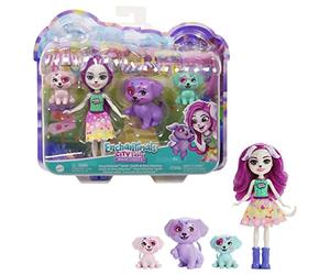 Enchantimals Assortiment Famille avec poupées de (15 cm) et 3 ou 4 Figurines d’Animaux, Jouet Enfant, Dès 3 Ans, HKN14