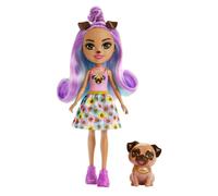 ENCHANTIMALS Bêtes Citadines Poupée Penna Carlin et Figurine Animal Trusty, Petite poupée avec Jupe Amovible et Accessoires, Jouet Enfant, Dès 3 Ans, HKN11