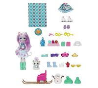 Enchantimals, Calendrier de l’Avent avec Poupées Sybill Léopard des Neiges et Figurine Flake et 24 accessoires surprises, Jouet Enfant, Dès 4 ans, HHC21