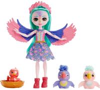 Enchantimals City Tails Filia Finch famille, poupée avec 3 figurines d'animaux
