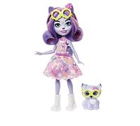 Enchantimals Coffret Bêtes Citadines Hadley Husky et Sledder, petite poupée avec jupe amovible, figurine animale et accessoires, Jouet Enfant, Dès 4 ans, HHB90