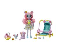 Enchantimals Coffret Bêtes Citadines Promenade en Ville avec poupée Mauria Souris, 2 Figurines d’Animaux et Poussette Double, Jouet Enfant, Dès 3 Ans, HKR57