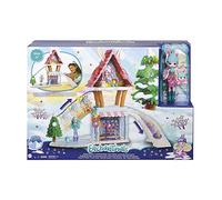 Enchantimals coffret Chalet des Neiges de Bevy Lapin, mini-poupée, figurine animale Jump, 5 espaces de jeu, jouet pour enfant, GJX50