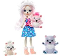 ENCHANTIMALS Coffret Famille avec Mini-poupée Pristina Ours Polaire, 3 Figurines animales et Accessoires Surprises, Jouet pour Enfant, GJX47