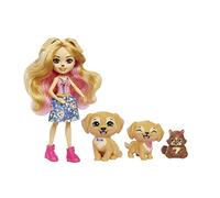 Enchantimals Coffret Famille avec Poupée Gerika Golden Retriever (15 Cm) Et 3 Figurines D’Animaux, Jouet Enfant, Dès 4 Ans, HHB85