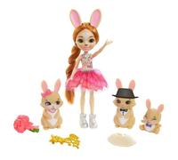 Enchantimals - Coffret Famille Brystal Lapin & Lapereaux - Poupée 15 cm et Accessoires - Dès 4 ans