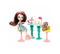 Enchantimals Coffret La Manucure du Paresseux, Mini-poupée Sela et Figurine Animale Treebody, Accessoires Inclus, Jouet pour Enfant, GFN54