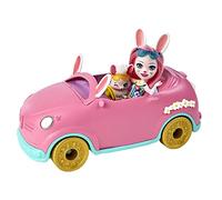 Enchantimals Coffret Lapinmobile, Voiture avec Une Mini-poupée Bree Lapin et Une Figurine Twist, et des Accessoires de Jeu, Jouet pour Enfant, HCF85