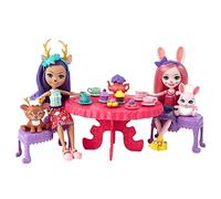 Enchantimals Coffret Le Goûter Enchanté, avec mini-poupées Danessa Biche et Bree Lapin, 2 mini-figurines animaux et accessoires, jouet pour enfant, HFF35