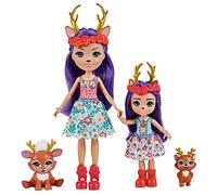 Enchantimals Coffret Sœurs avec Mini-poupées Danessa et Danetta Biche, 2 Mini-Figurines animales et Accessoires, Jouet pour Enfant, HCF80 - Multicolore
